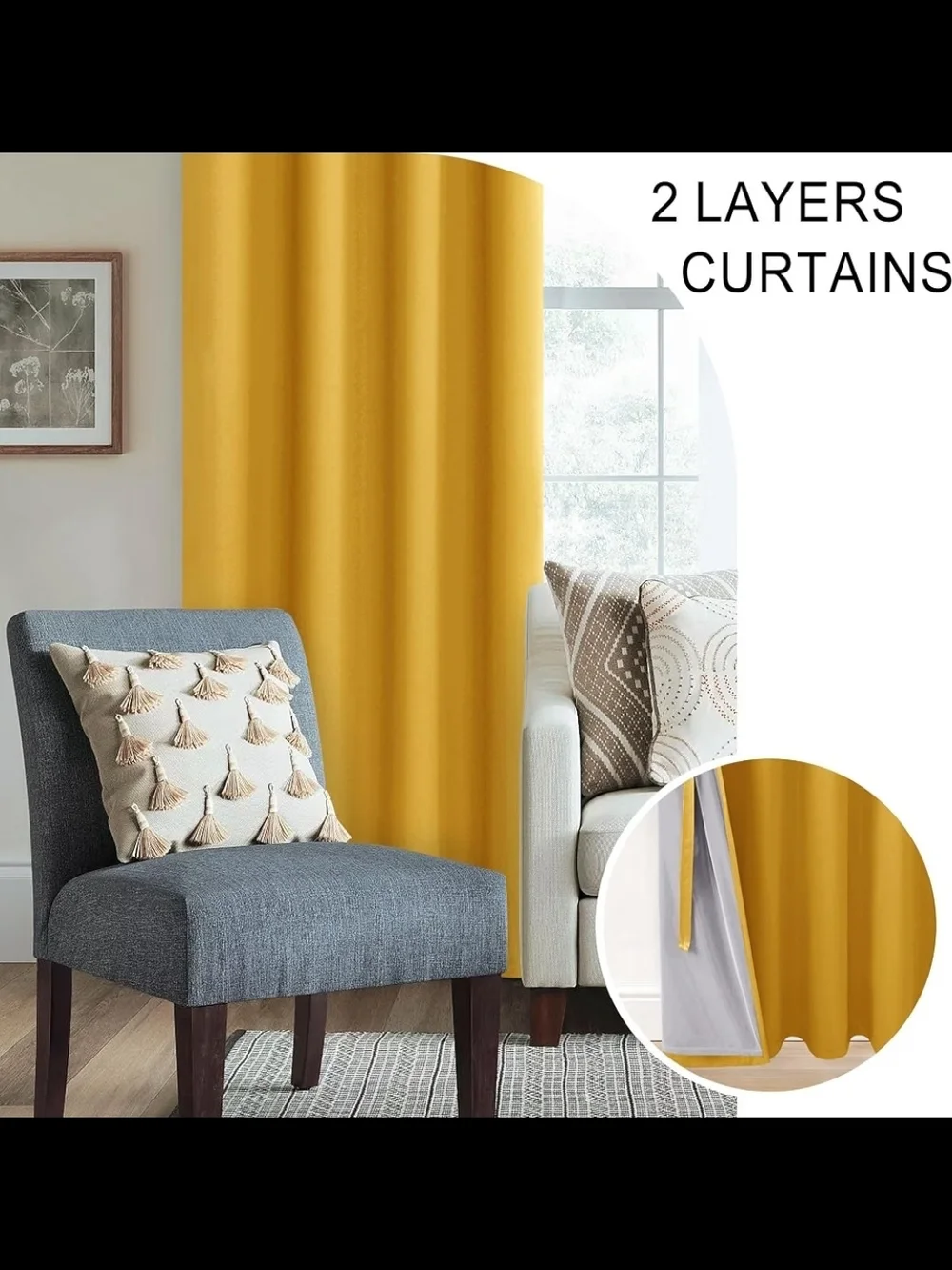 Set Of 2 W42 x L84 Mustard Blackout Curtains - NEW!